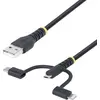 Image de StarTech.com Câble de Charge USB de 1m Robuste, USB vers Lightning/Micro-USB/USB-C, Apple MFi, Gaine en Aramide, Cordon de Charge USB Universel 3-en-1 pour iPhone/iPad/Android