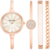 Image de Montre dame set cadeau ivoire/or rose avec bracelet, bangle et chaîne et cristaux véritables