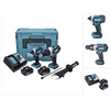 Image de Makita DLX 2145 TJ Twin Pack Perceuse à percussion sans fil 18 V + Boulonneuse à chocs sans fil + 2x Batteries 5.0Ah + Chargeur + Makpac