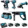 Image de Ensemble de 4 machines 18V, Perceuse DDF458 + Meuleuse DTD152 + Perfo DHR202 + Visseuse DGA452 - MAKITA - 3 Batteries 18V 4.0Ah - chargeur - sac de transport - DLX4054MX1