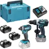Image de Pack de 2 machines 18V Perceuse DDF458 + Visseuse à chocs DTD152 - MAKITA - avec 3 batteries 18V 5.0Ah - chargeur - MaKPac - DLX2144TJ1