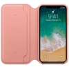 Image de Étui en cuir pour iPhone X Rose poudré - Neuf