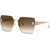 Image de Philipp Plein Femme Philipp Plein SPP122S PLEIN QUEEN 0F47 Lunettes de soleil Métal Or Marron Géométrique Normale Ombré