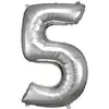 Image de Ballon Aluminium 86 cm : Chiffre 5 - Argent