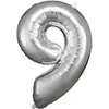 Image de Ballon Aluminium 86 cm : Chiffre 9 - Argent