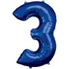 Image de Ballon Aluminium 86 cm : Chiffre 3 - Bleu