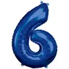 Image de Ballon Aluminium 86 cm : Chiffre 6 - Bleu