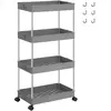 Image de SONGMICS, chariot de service, chariot de cuisine avec 4 niveaux, étagère de rangement, en acier inoxydable