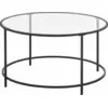 Image de Table Basse Ronde, Table En Verre Avec Structure En Acier, Table De Salon, Table De Canapé, Verre Trempé, Noir Lgt021B01 Lumark