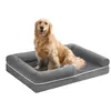 Image de Lit orthopédique pour chien Feandrea, coussin pour chien, panier pour chien, rembourrage doux, canapé pour chien, bords surélevés, housse amovible et lavable, 106 x 71 x 18 cm, base antidérapante, gris clair, modèle PGW077G02V1