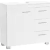Image de Meuble de salle de bain blanc MDF 3 tiroirs 2 étagères Scandinave 70x30x64 cm
