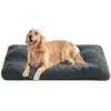 Image de Coussin de couchage portable pour chien, lavable en machine, en Fourrure artificielle longue, couleur gris foncé, taille XXL (122 x 74 x 10 cm)