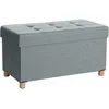 Image de Banc De Rangement, Tabouret Rembourré Pliable, Coffre Avec Couvercle, Pieds En Bois Massif, Gain De Place, Volume 65l, Capacité De Charge 300 Kg, Pour Chambre, Couloir, Gris Clair