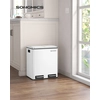 Image de SONGMICS Poubelle de cuisine, 2 x 15 L, système de tri des déchets, poubelle métallique, poubelle à pédale avec seaux intérieurs et poignées, tri des déchets, fermeture en douceur, étanche, blanc LTB30WT