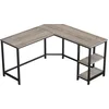 Image de CALICOSY - Bureau d'angle droit avec étagère 2 niveaux style industriel