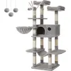 Image de Griffoir Pour Chat, Maison Pour Chat Xxl, 164 Cm, Gris Clair Pct087W01 Lumarko !