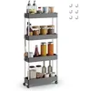 Image de SONGMICS Chariot, Chariot de Cuisine à 4 Niveaux, Étagère de Cuisine, Étagère Étroite, avec 6 Crochets, Structure en Acier, Salle de Bain, 14,4 x 42 x 86 cm, Gris Tourterelle KSC008G01 en occasion ou reconditionné