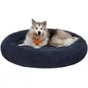 Image de Lit pour chien Feandrea, doux, lavable, en peluche longue, diamètre de 140 cm