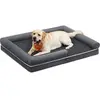 Image de Panier orthopédique pour chiens, modèle PGW079G01V1, avec housse amovible et lavable, dimensions : 135 x 107 x 23 cm, couleur : gris foncé