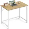 Image de VASAGLE, table, bureau d'ordinateur, bureau, 80 x 50 x 76 cm, pour bureau, chambre, salon, couleur chêne naturel et blanc nacré, modèle LWD038W70V1   Couleur : chêne naturel et blanc nacré, Dimensions : 80 x 50 cm