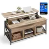 Image de VASAGLE, table basse, réglable en hauteur, avec pieds en forme de "X", dimensions : 120 x 60 x (48-62) cm