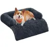 Image de Couverture pour chien, banc pour chien, coussin pour chien, peluche, taille L, pour chiens de taille moyenne, 95 x 85 x 16 cm, gris foncé