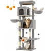 Image de Songmics, arbre à chat XL, multi-étages, avec cachette, couleur gris colombe