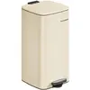 Image de SONGMICS, poubelle pour cuisine, 30 litres, poubelle à pédale, en acier, avec bac intérieur, système de fermeture douce, fonction de maintien ouverte, couleur sable, modèle LTB593A02