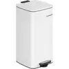 Image de SONGMICS, poubelle pour cuisine, 30 litres, poubelle à pédale, en acier, avec bac intérieur, système de fermeture douce, fonction de maintien ouverte, couleur blanc nuage, modèle LTB593W02