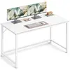 Image de VASAGLE, table, bureau d'ordinateur, bureau, 120 x 60 x 76 cm, pour bureau, chambre, salon, finition blanc érable, modèle LWD039W01V1