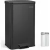 Image de Corbeille de cuisine 40L en acier noir avec couvercle silencieux