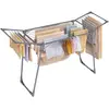 Image de SONGMICS, étendoir à linge, séchoir à linge sur pied, 52,5 x 173 x 96,5 cm, étendoir à linge à ailes, séchoir à linge à ailes gain de place, avec support pour chaussettes, en métal, pour vêtements, serviettes, linge, gris, modèle LLR518G01