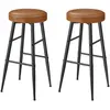 Image de Tabourets, lot de 2, tabourets de cuisine, tabourets de déjeuner, cuir artificiel surpiqué, 30 pouces, pour la maison, le bar, la salle à manger, Easy M