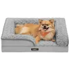 Image de Feandrea Panier pour Chien, Lit pour Animal, Orthopédique, Mousse Alvéolée, Bords Surélevés Rembourrés, Housse Amovible en Tissu Peluche aux Motifs Roses, 71 x 58 x 16 cm, Gris Tourterelle PGW251G01 en occasion ou reconditionné