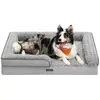 Image de Lit orthopédique pour chiens de taille moyenne, canapé imperméable avec housse en peluche amovible, 91 x 68 x 16 cm, gris