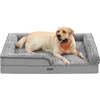 Image de Lit orthopédique pour chien, imperméable, 106 x 81 x 18 cm, gris, housse en peluche