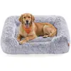 Image de Lit pour chien, coussin pour chien, 106 x 75 x 20 cm, manteau pour chien, rembourrage moelleux, canapé pour chien, bords relevés, housse amovible et lavable en machine, antidérapant, gris PGW273G01