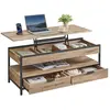 Image de VASAGLE, table basse, table d'appoint réglable en hauteur, 50 x 120 cm