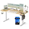 Image de Bureau réglable en hauteur, modèle LSD136YA01, dimensions 160 x 70 cm, capacité de charge de 70 kg, finition chêne/blanc