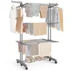 Image de SONGMICS, étendoir à linge, 4 niveaux, ailes pliables, avec roulettes   Gris colombe, séchoir pliable