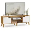Image de VASAGLE, meuble TV, meuble bas pour téléviseurs jusqu'à 65 pouces, longueur 147 cm   Couleur chêne naturel + blanc crème