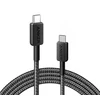 Image de Câble d'alimentation et de données Anker, USB Type-C (T) vers USB Type-C (T), 1,8 m, débit de transfert de 480 Mbps, 60 W, gaine en nylon tressée, noir, « A81F6G11 »