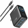 Image de Chargeur ANKER (100 W, 3 ports, écran intelligent, câble USB-C), gris foncé
