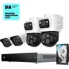 Image de Kit de surveillance vidéo Eufy NVR S4, 4 caméras PoE (2 Bullet-PTZ, 2 Turret), résolution 4K, vision nocturne couleur, disque dur de 2 To