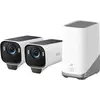 Image de Système de surveillance sans fil eufyCam S3 Pro HomeBase 3 avec 2 caméras eufy S3 Pro, 8 MP, 4K UHD 3840 x 2160, vision nocturne Max Color, panneau solaire intégré, reconnaissance faciale par IA, détection intelligente, audio bidirectionnel, alarme