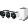 Image de Système de vidéosurveillance sans fil eufyCam S3 Pro, 4K, BionicMind , MaxColor Vision, panneau solaire intégré, Homebase 3 + 3 caméras eufyCam S3 Blanc/Gris