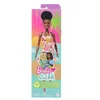 Image de Mattel, Barbie Aime L'Océan Mannequin brune en robe coucher de soleil, Multicolore