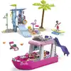 Image de MEGA Barbie Malibu Bateau de rêve - Fauteuil lounge, télévision, coin salon, toboggan et pont soleil - dès 6 ans