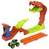 Image de Circuit Hot Wheels Monster Trucks JJN44 L'Attaque du Serpent avec Bone Shaker 1:64, lanceur à impulsion et 4 rails 15 cm multicolores - Neuf