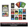 Image de Jeu de cartes UNO Elite F1 MATTEL GAMES Starter Set 112 cartes 4 boosters Elite Action 2 cartes collectors Noir - Neuf